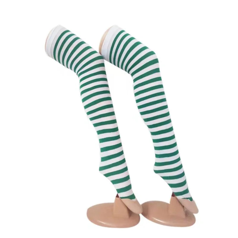 Women Socks Thigh High Overknee Striped Stockings Thin Socks Daily Wearing