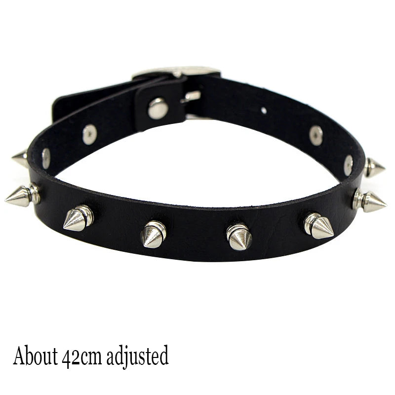 Pink Gothic Chain Necklace Leather Choker Party Punk Chokers Collar Goth Necklaces Women Black PU Kawaii Witch Rave Jewelry