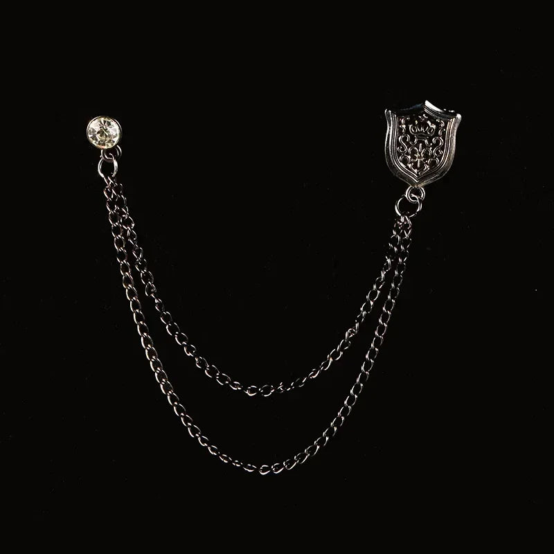 New Fashion Bird Brooch Star Crystal Tassel Chain Lapel Pin Suit Shirt Fashion Clothing Brooches for Women Men Accessories