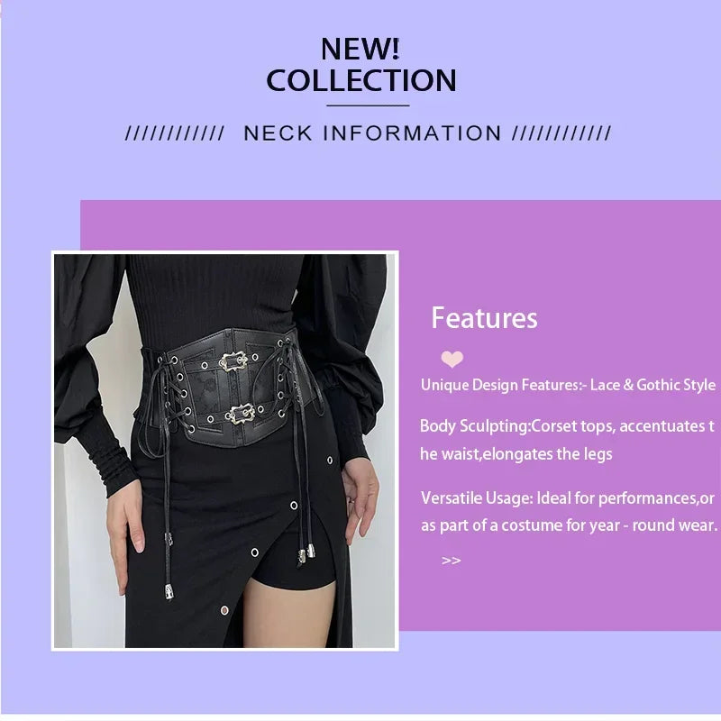 Retro Ladies Corset Belt Gothic Style Elastic Lace Pin Buckle Cummerbund Tie Rope Punk Accessory for Women Shirt Dress Belt