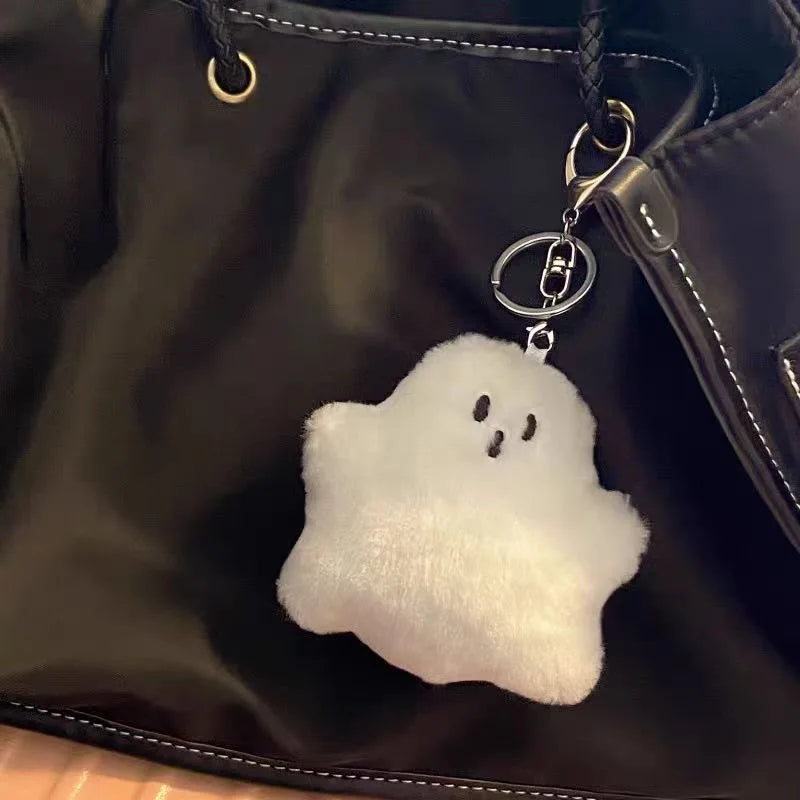 IFYOUOO Cute White Ghost Bagchain School Bag Pendant Plush Hanging Accessories Creative Doll Keychain Children's Gift