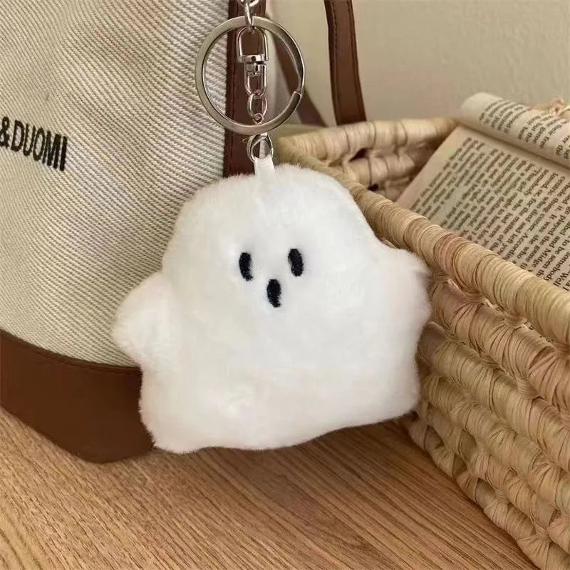 IFYOUOO Cute White Ghost Bagchain School Bag Pendant Plush Hanging Accessories Creative Doll Keychain Children's Gift
