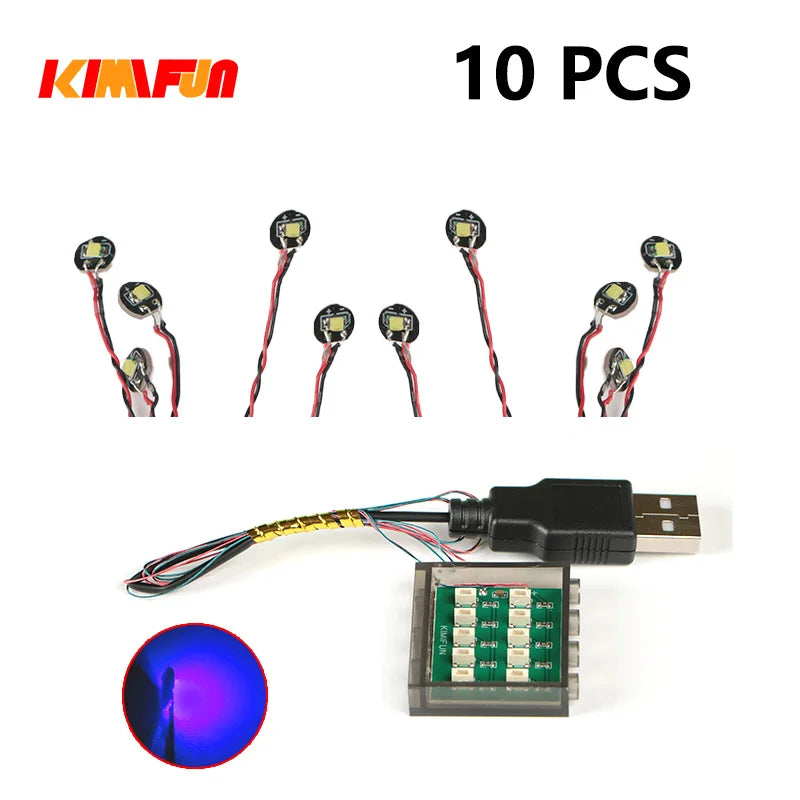 10PCS 0.8mm Pin RGB LED Building Blocks USB Lamp DIY Street Light City Electric Decorate 1X1 Brick Toy Compatible All Brands