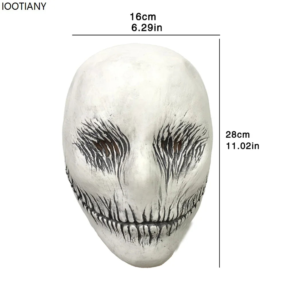 White Ghost Head Cover Adult Cosplay Skull Latex Mask Monster Demon Evil Smile Mask Carnival Horror Part Halloween