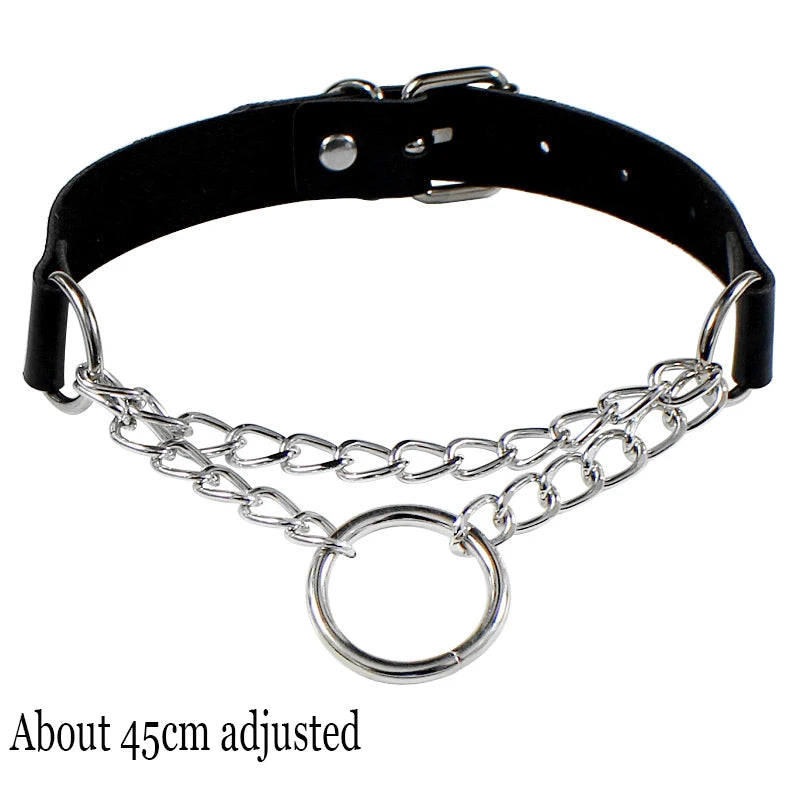 Woman Black Punk Choker Collar Necklace Sexy PU Leather Heart Lock Key Spike Chocker Gothic Cosplay Accessories Party Jewelry