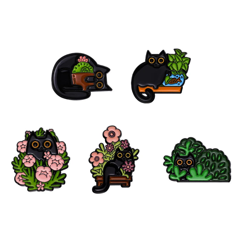 4-6Pcs/Set Punk Witch Ghost Skull Enamel Pin Cartoon Frog Black Bird Animal Medicine Bottle Brooch Clothes Lapel Badge Jewelry
