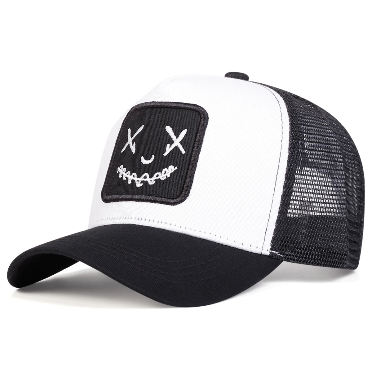 Unisex Ghost Face Embroidery Baseball Net Caps Spring and Summer Outdoor Adjustable Casual Hats Sunscreen Hat
