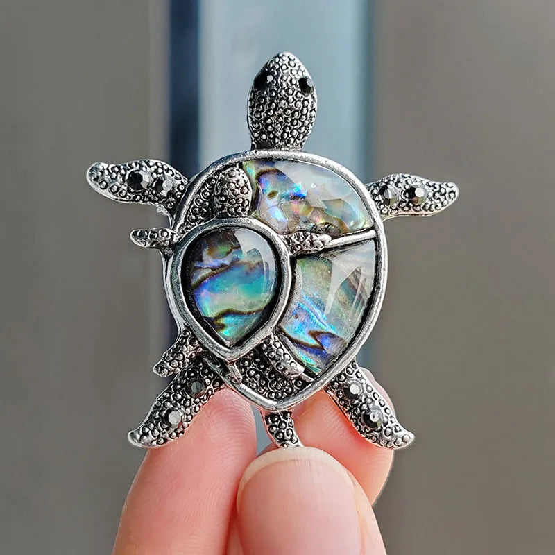 Vintage Rhinestone Cute Cartoon Turtle Animal Brooches For Women Men Clothing Accessories Brooch Pins Charms Jewelry Gifts