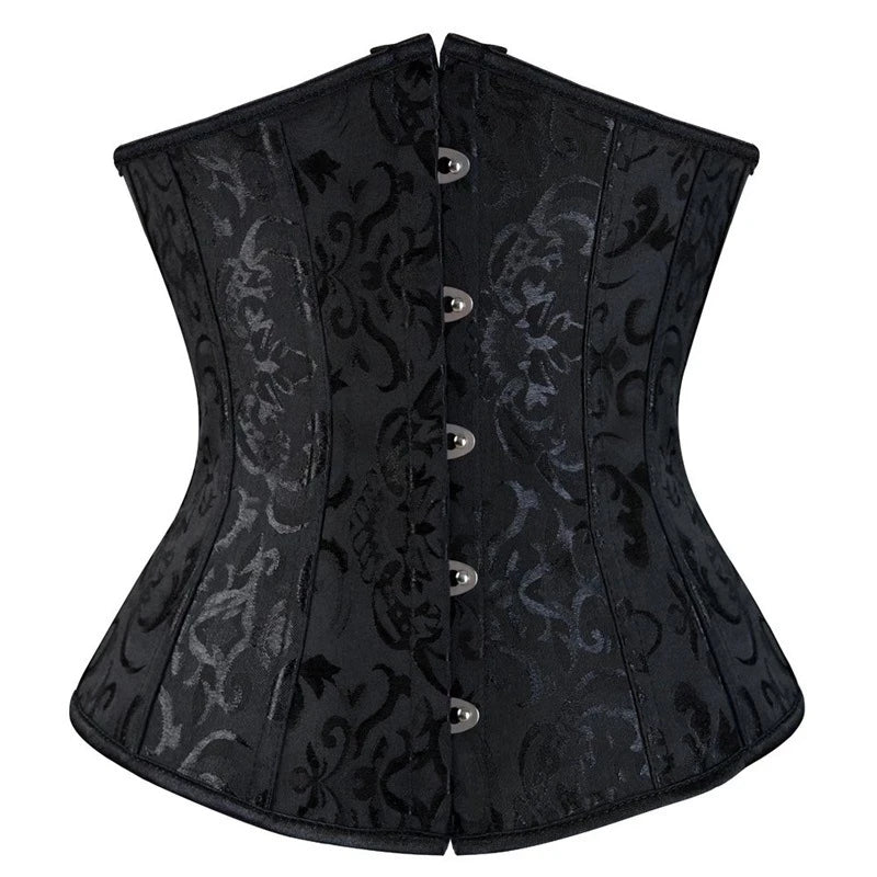 Women Gothic Sexy Satin Underbust Corset Bustier Waist Cincher Slimming Body Shaper Corselete Lingerie Plus Size Party Clubwear