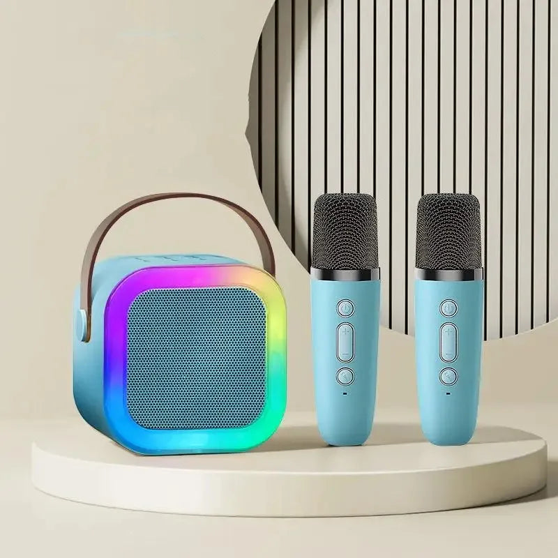 XIKCU K12 Bluetooth Karaoke Machine Portable 5.3 PA Speaker System with 1-2 Wireless Microphones Home Family Singing Children's