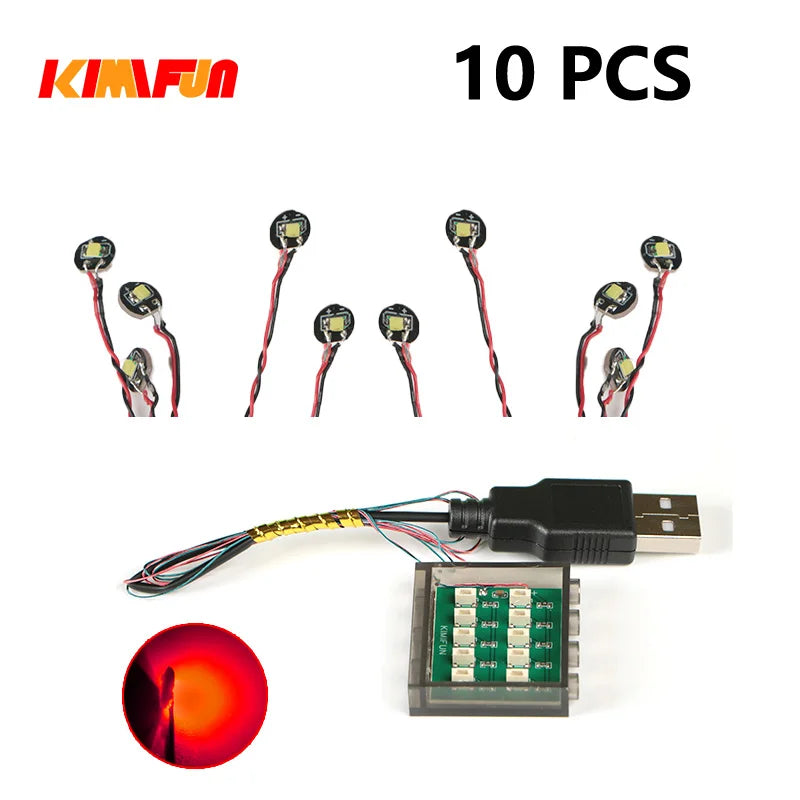 10PCS 0.8mm Pin RGB LED Building Blocks USB Lamp DIY Street Light City Electric Decorate 1X1 Brick Toy Compatible All Brands