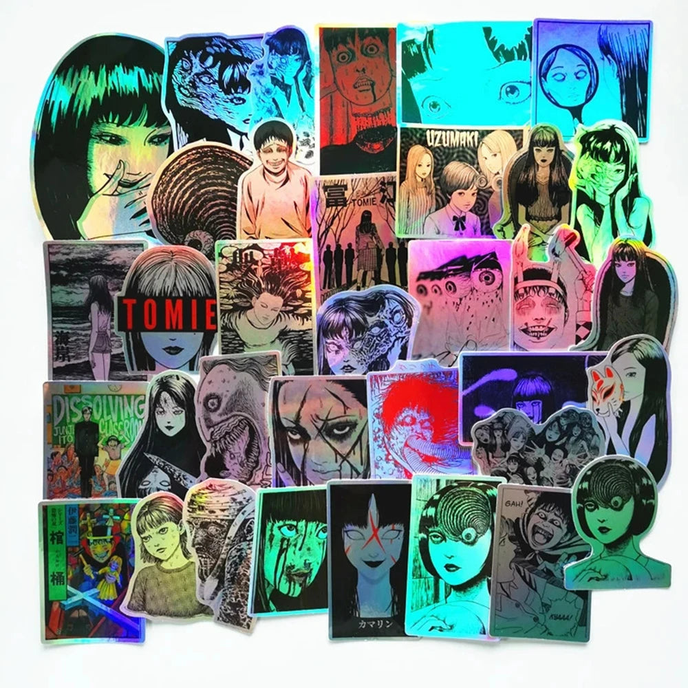 10/30/50pcs Laser Horror Anime Tomie Stickers Aesthetic Decals Laptop Phone Car Phone Cool Decoration Waterproof Sticker Kid Toy