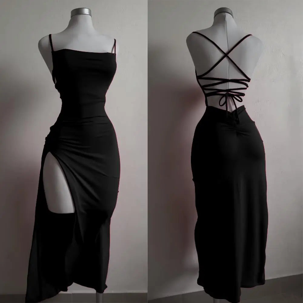 Explosive new dress summer high sensibility halter strap Spice Girl bag hip dress