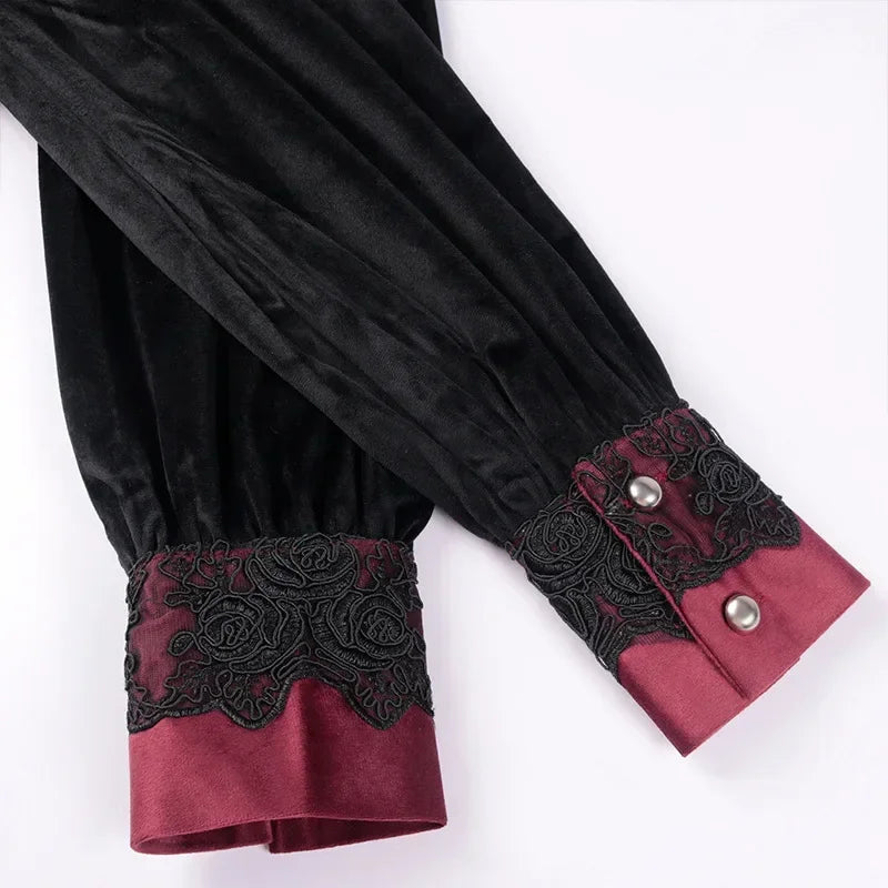 Steampunk Men's Shirts Vampire Renaissance Victorian Gothic Medieval Long Sleeve Shirts Blouse Men Halloween Costume Tunic Top