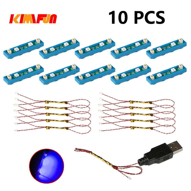 10PCS 0.8mm Pin RGB LED Building Blocks USB Lamp DIY Street Light City Electric Decorate 1X1 Brick Toy Compatible All Brands