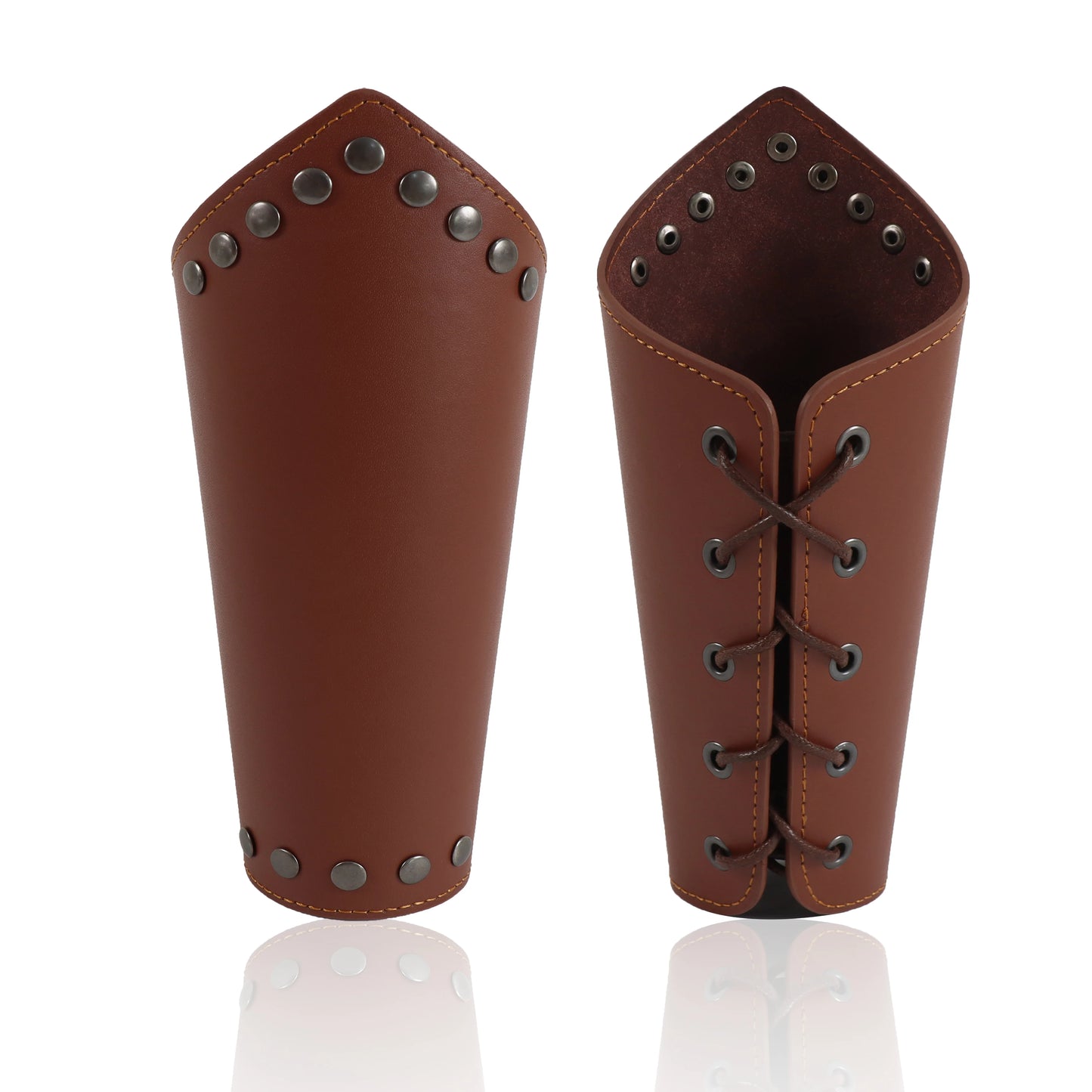 Men Medieval Cosplay PU Leather Armor Arm Warmers Lace-Up Viking Pirate Knight Gauntlet Wristband Bracer Steam Punk Accessories