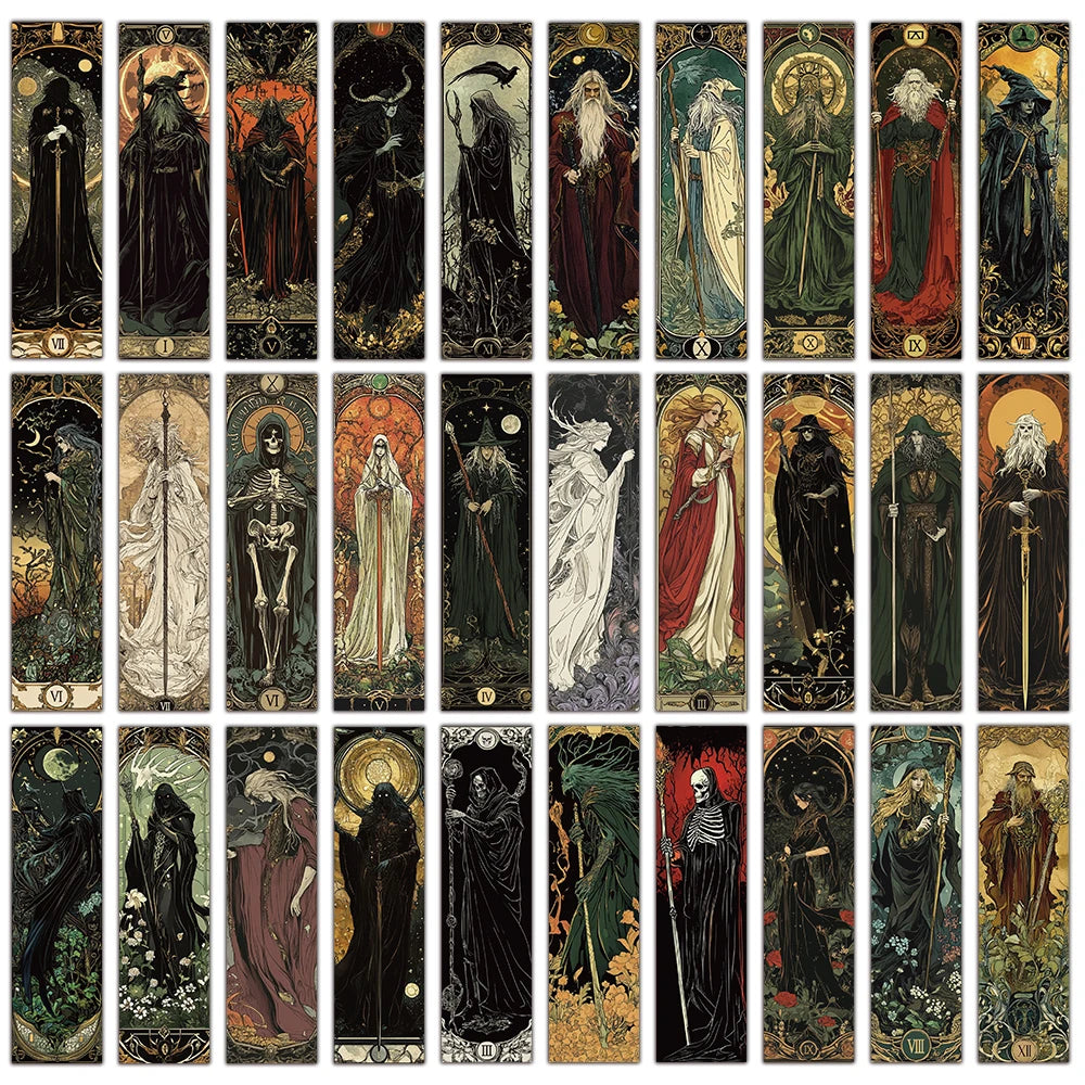 30/60PCS Creative Gothic style Dark Wizard Bookmarks High Beauty Cards Creative Reading Books Tags Annotated DIY Bookmarks