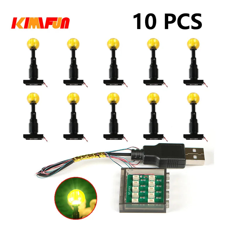10PCS 0.8mm Pin RGB LED Building Blocks USB Lamp DIY Street Light City Electric Decorate 1X1 Brick Toy Compatible All Brands