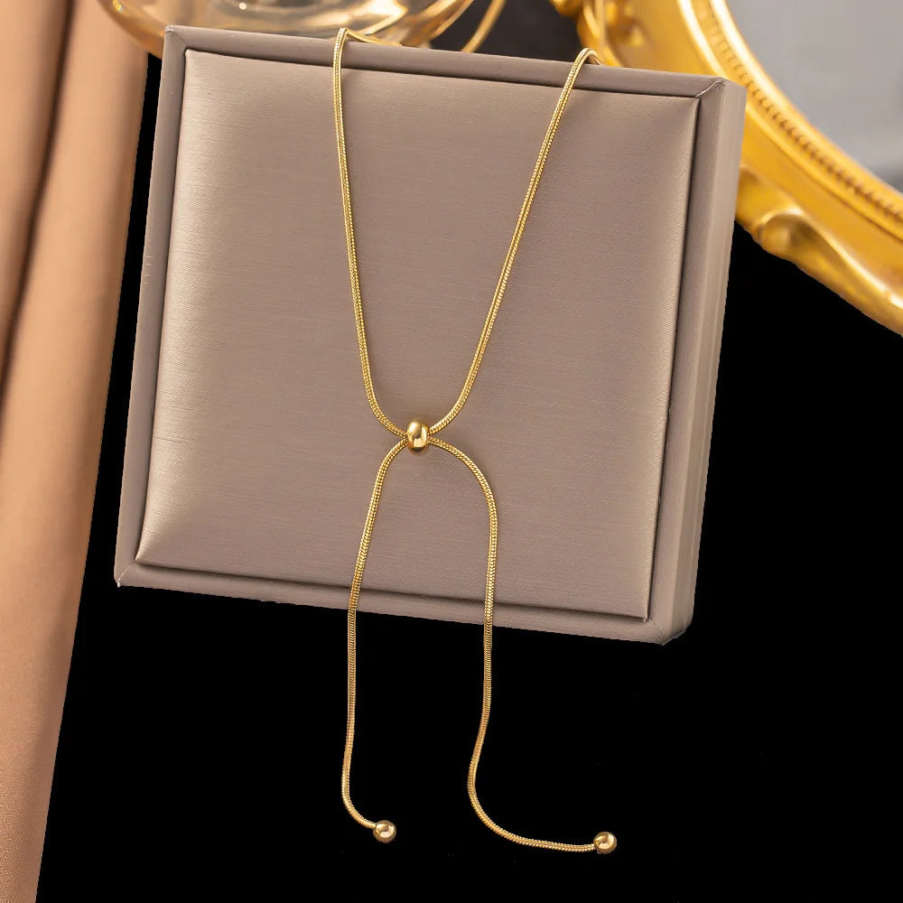 Stainless Steel Retro Creative Unique Design Adjustable Necklace Female Fashion Simple All-match Gold Clavicle Chain