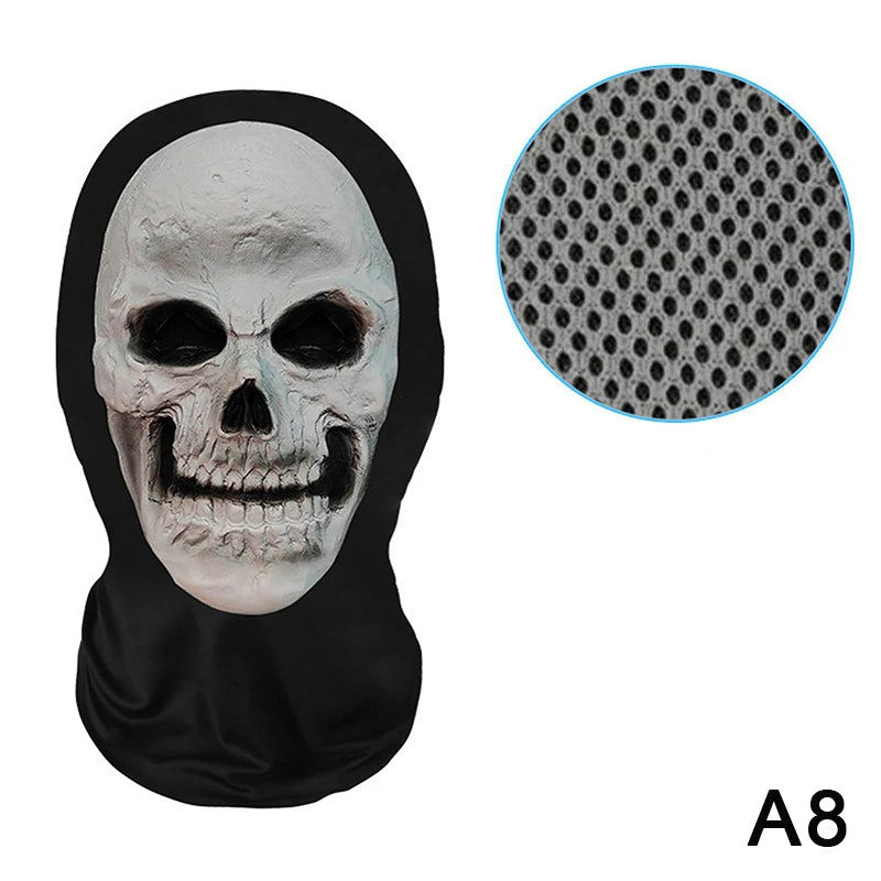 Eerie Ghost White Mask, Halloween Skull Face Costume Accessories, Party Props for Horror Cosplay Masquerade for Adults