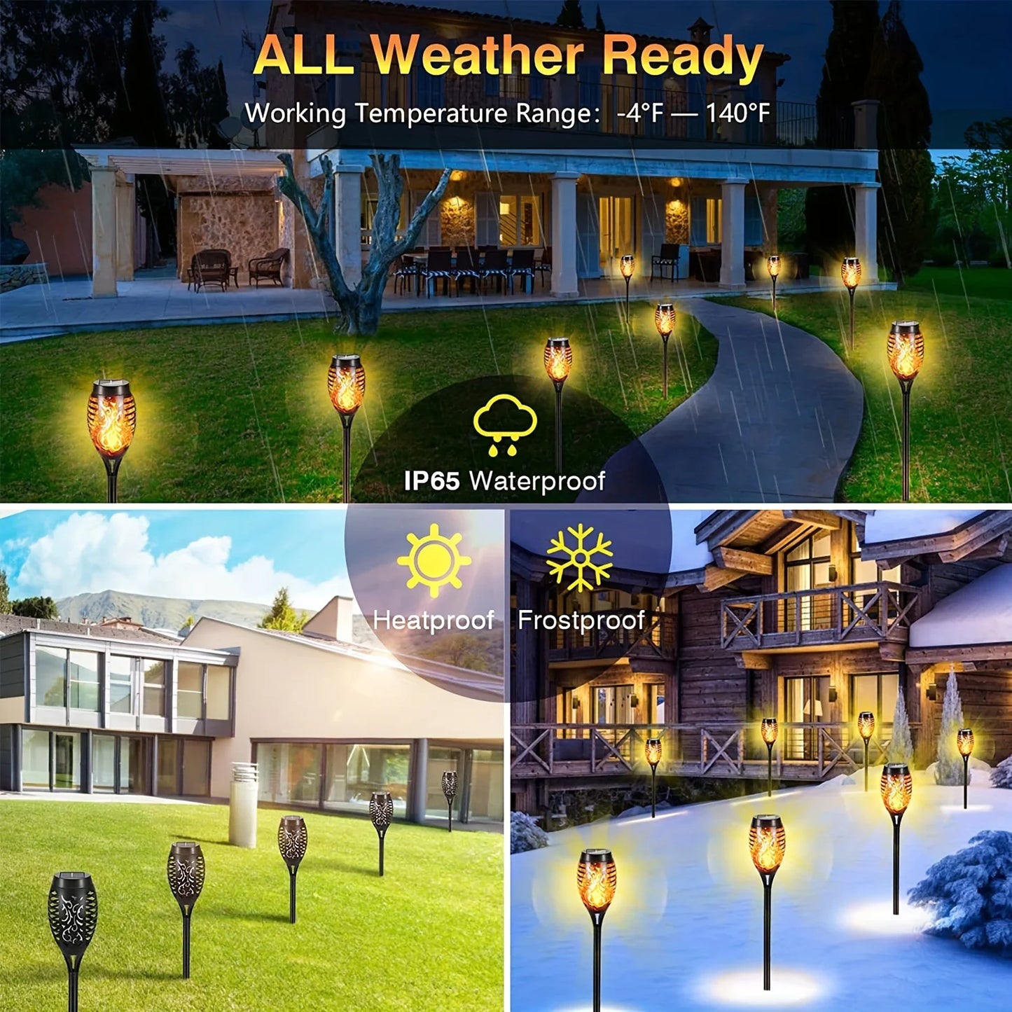 12LED Solar Flame Light Outdoor,Waterproof 12LEDs Torches Landscape Lamp for Outdoor Courtyard Garden Yard,Halloween Decorations