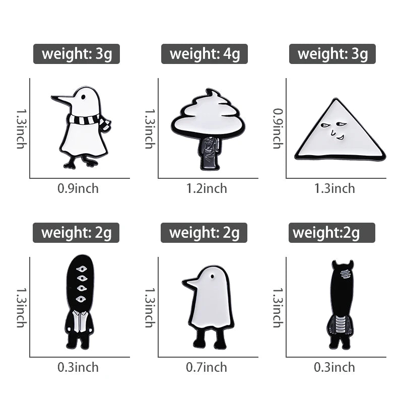 4-6Pcs/Set Punk Witch Ghost Skull Enamel Pin Cartoon Frog Black Bird Animal Medicine Bottle Brooch Clothes Lapel Badge Jewelry