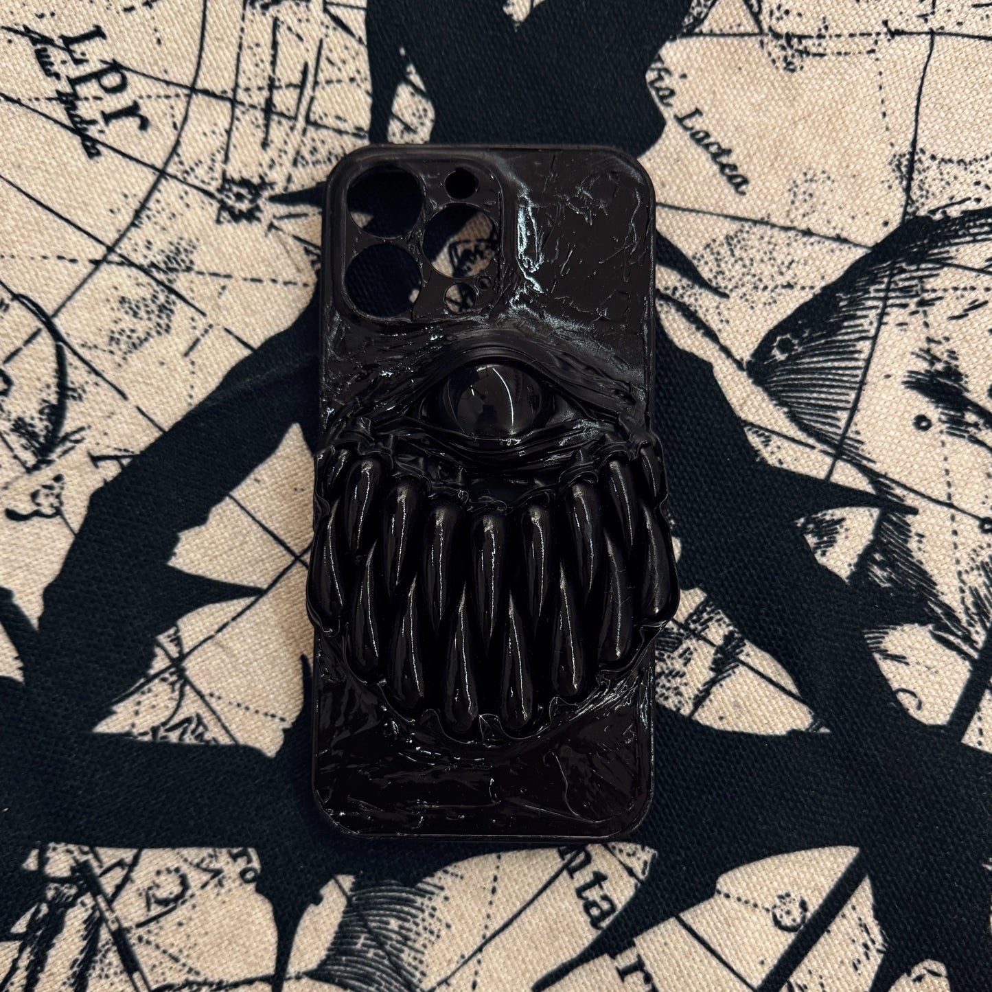 Handmade Evil Eye Devil Teeth Phone Case 3D Dark Gothic Style with Glowing Customizable for All Smartphones Fits Any Mobile