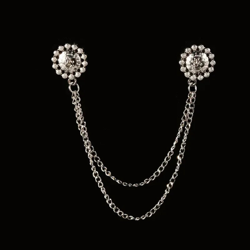 New Fashion Bird Brooch Star Crystal Tassel Chain Lapel Pin Suit Shirt Fashion Clothing Brooches for Women Men Accessories