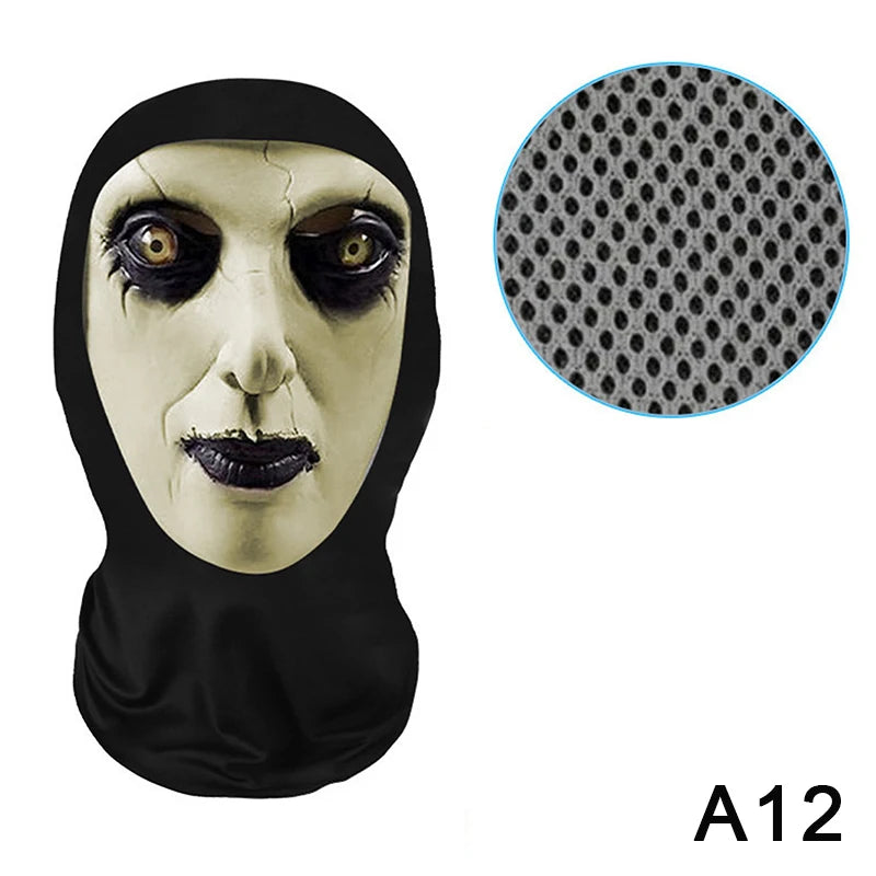 Eerie Ghost White Mask, Halloween Skull Face Costume Accessories, Party Props for Horror Cosplay Masquerade for Adults