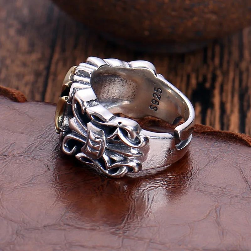 New Punk Large Cross Ring Adjustable Size Fashion Men's Personalized Design Jewelry Street Retro Gothic Trend JewelryAccessories