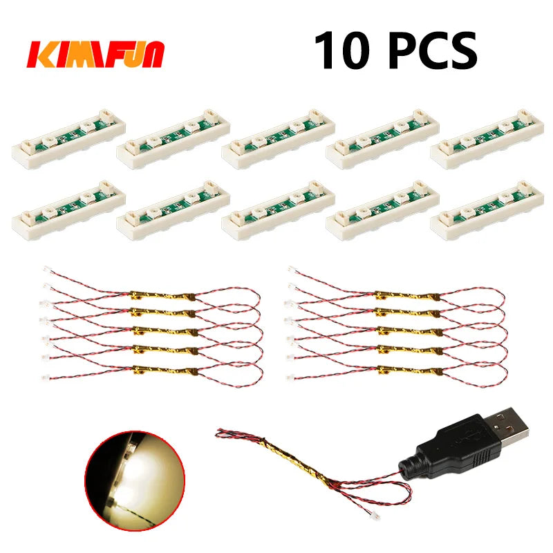 10PCS 0.8mm Pin RGB LED Building Blocks USB Lamp DIY Street Light City Electric Decorate 1X1 Brick Toy Compatible All Brands