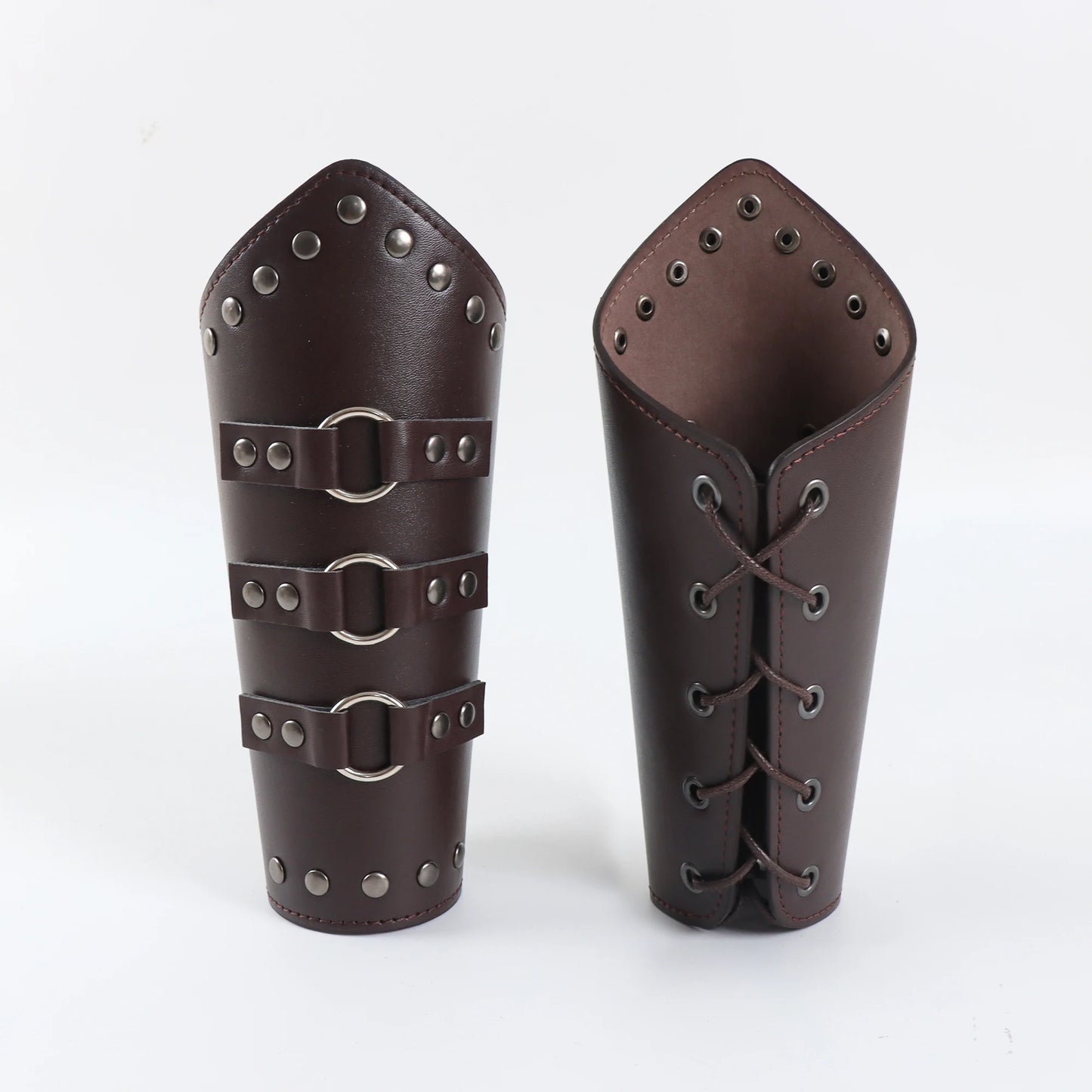 Men Medieval Cosplay PU Leather Armor Arm Warmers Lace-Up Viking Pirate Knight Gauntlet Wristband Bracer Steam Punk Accessories