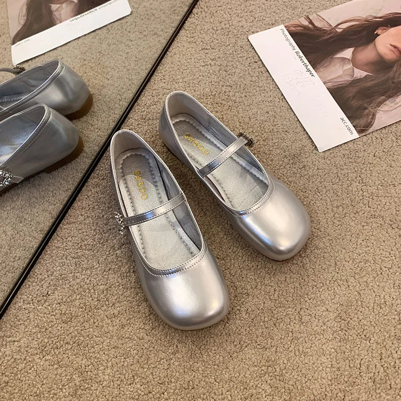 French Style Women's Mary Jane Shoes Spring and Autumn New Fashion Elegant Shallow Mouth Low Heel Dress Shoes Zapatillas Mujer