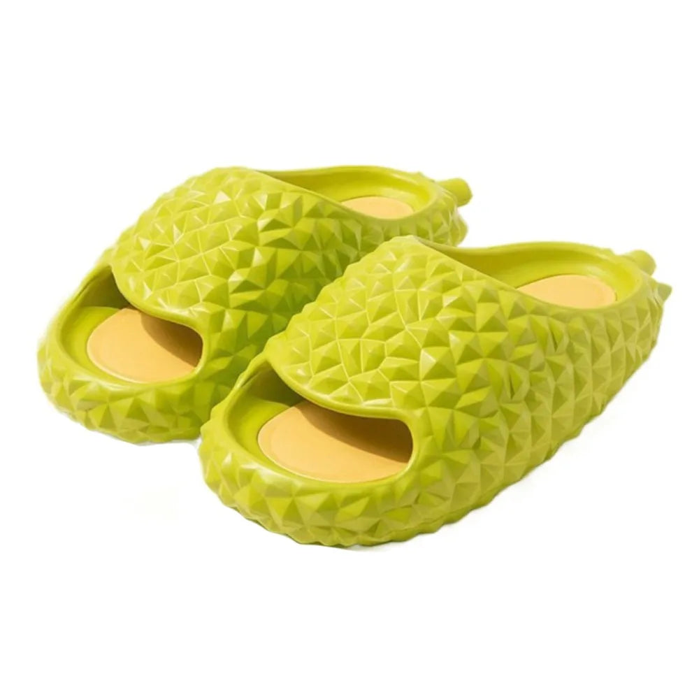 Fashion Funny Creative Durian Slippers Thick Sole Soft Slippers Women Men Beach Wear Shoes Anti Slip Flat Slides Sandals Summer