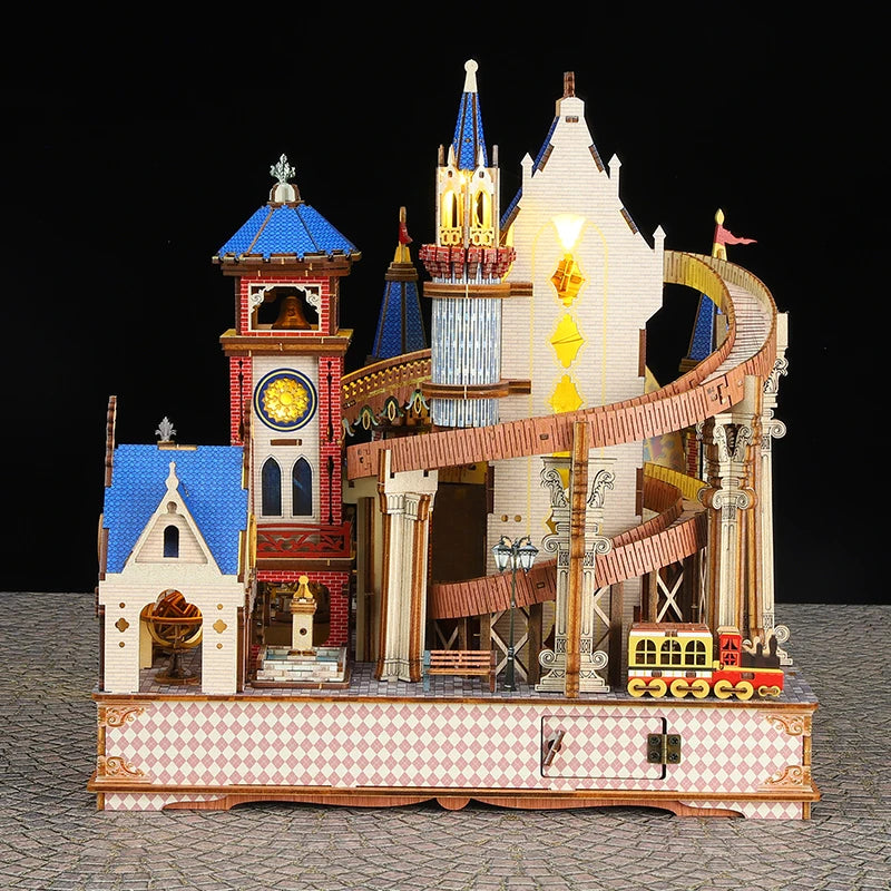 DIY Wooden Miniature Model Kit Annecy Castle Fairy Tale Villa 3D Puzzle Doll Houses With Furniture for Friends Birthday Gifts