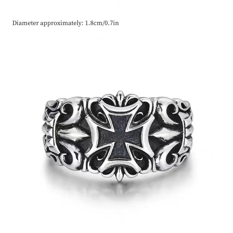 New Punk Large Cross Ring Adjustable Size Fashion Men's Personalized Design Jewelry Street Retro Gothic Trend JewelryAccessories