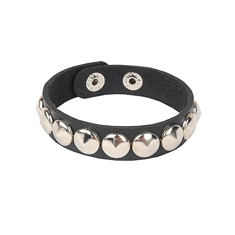 New PU Leather Studded Bracelet Punk Bracelet Adjustable Goth Cuff Bracelet Gothic Rivet Buckle Wristband for Men Women