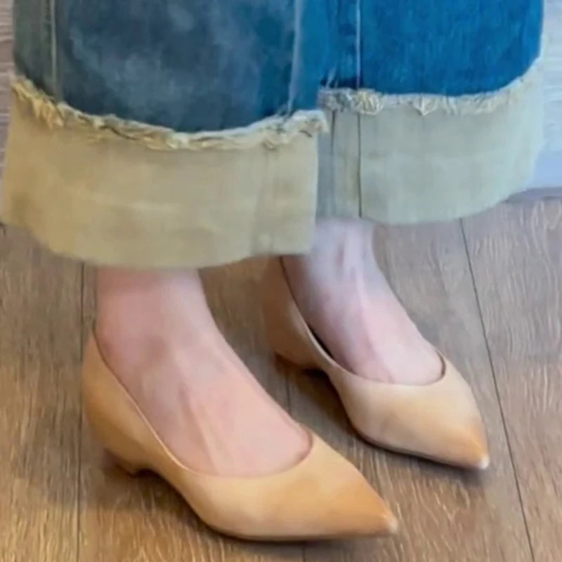 High-quality Simple and Stylish Soft Shallow Mouth Pointed Heel Sandals Shoes 2025 Outside New Retro Comfort Soft