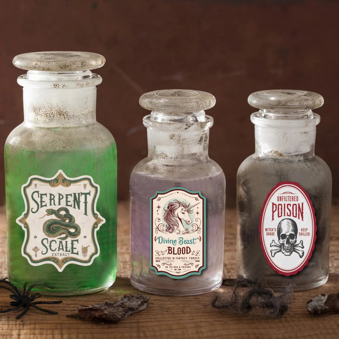 12pcs Irregular Potion Wine Bottle Labels,Apothecary Stickers For Spooky Party,Ideal For Haunted House Bar Decor Gift Halloween