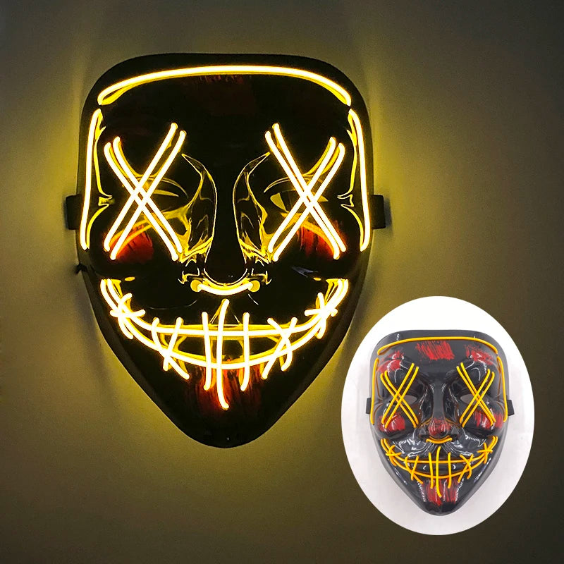 shuffle dance mask luminous purge Mask Demon Slayer glowing Masquerade Cosplay Mask for Halloween horror haunted house props