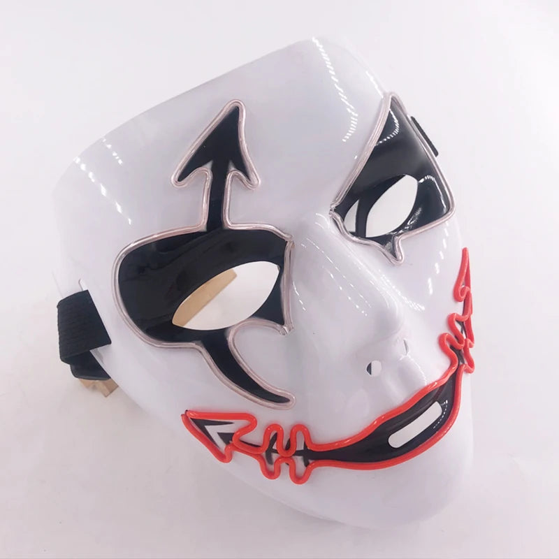 shuffle dance mask luminous purge Mask Demon Slayer glowing Masquerade Cosplay Mask for Halloween horror haunted house props