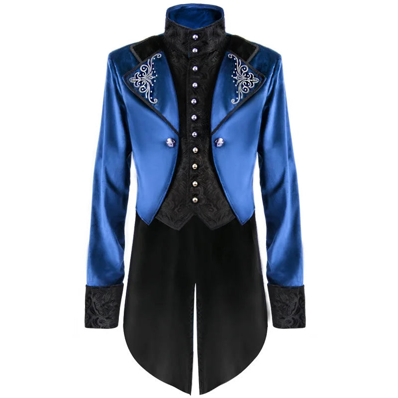 Men's Medieval Steampunk Castle Vampire Devil Red Coat Cosplay Costume Middle Ages Victorian Nobles Tuxedo Suit Trench coat
