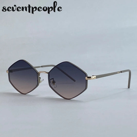 Small Frame Hexagon Punk Sunglasses Women 2025 Luxury Brand Classic Steampunk Polygon Sun Glasses For Ladies Vintage Shade UV400