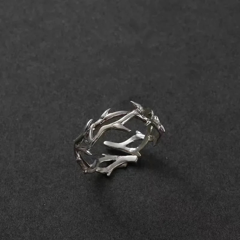 Retro obsession ring for men, trendy personality, open mouth ring, fashionable hip-hop style, single men, thorny ring