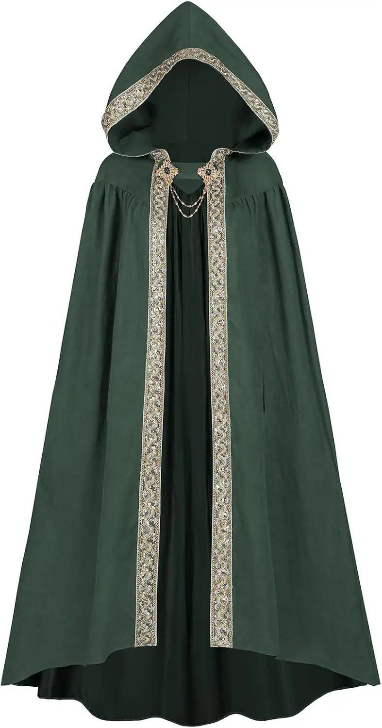 Medieval Clothes Cloak Cape Robe Steampunk Costume Gothic Hood Outfit Men Death Vampire Dark Knight Warrior Cosplay for Adult