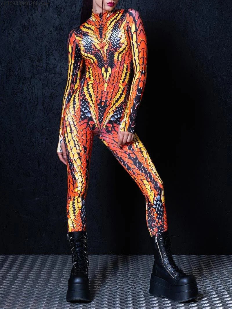 Women's Jumpsuit CyberPunk 3D Tights Holiday Party Steampunk Bodysuit Nightclub Stage Role Playing Costume 2025 Romper Halloween