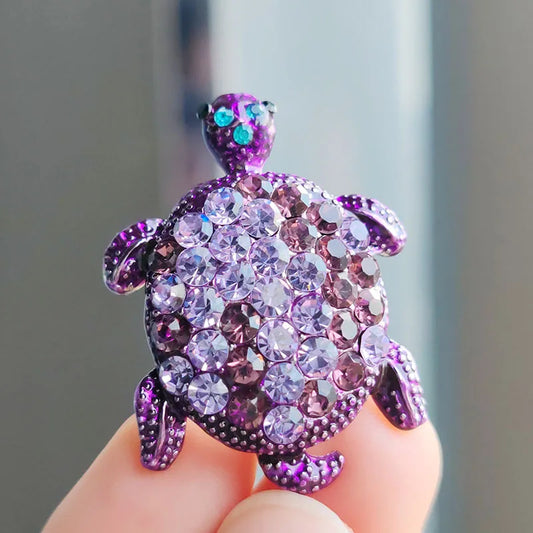 Vintage Rhinestone Cute Cartoon Turtle Animal Brooches For Women Men Clothing Accessories Brooch Pins Charms Jewelry Gifts