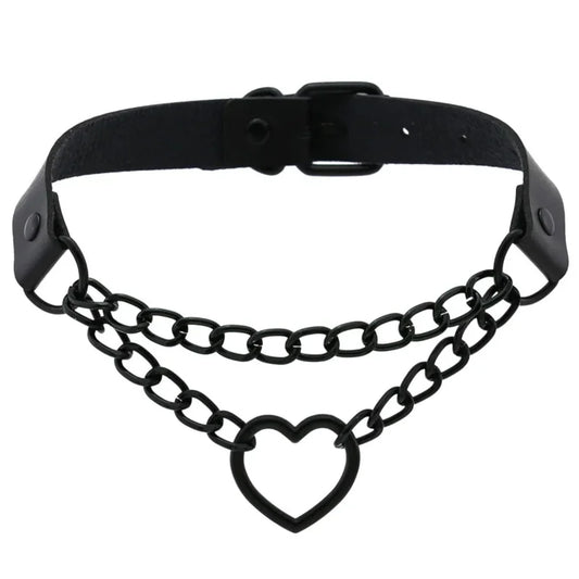 Vintage Black chain jazz dance necklace punk rock choker PU leather goth rivets collar party club Gothic jewelry Harajuku