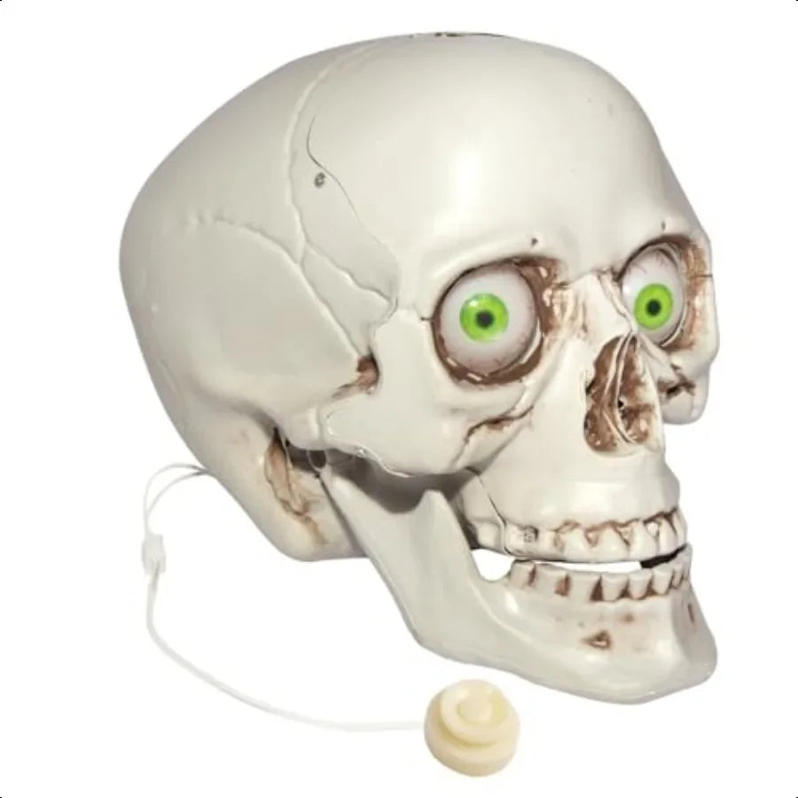 Indoor Animatronics Skull Table Desk Home Decor Haunted House Sound Activated LED Lights Up Eyes Party Halloween