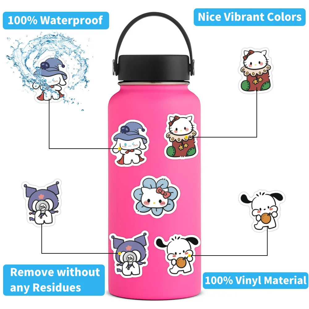 100/200/300Pcs Kawaii Sanrio Kuromi Melody Hello Kitty Stickers Laptop Mobile Phone Luggage Waterproof Cartoon Sticker Decals